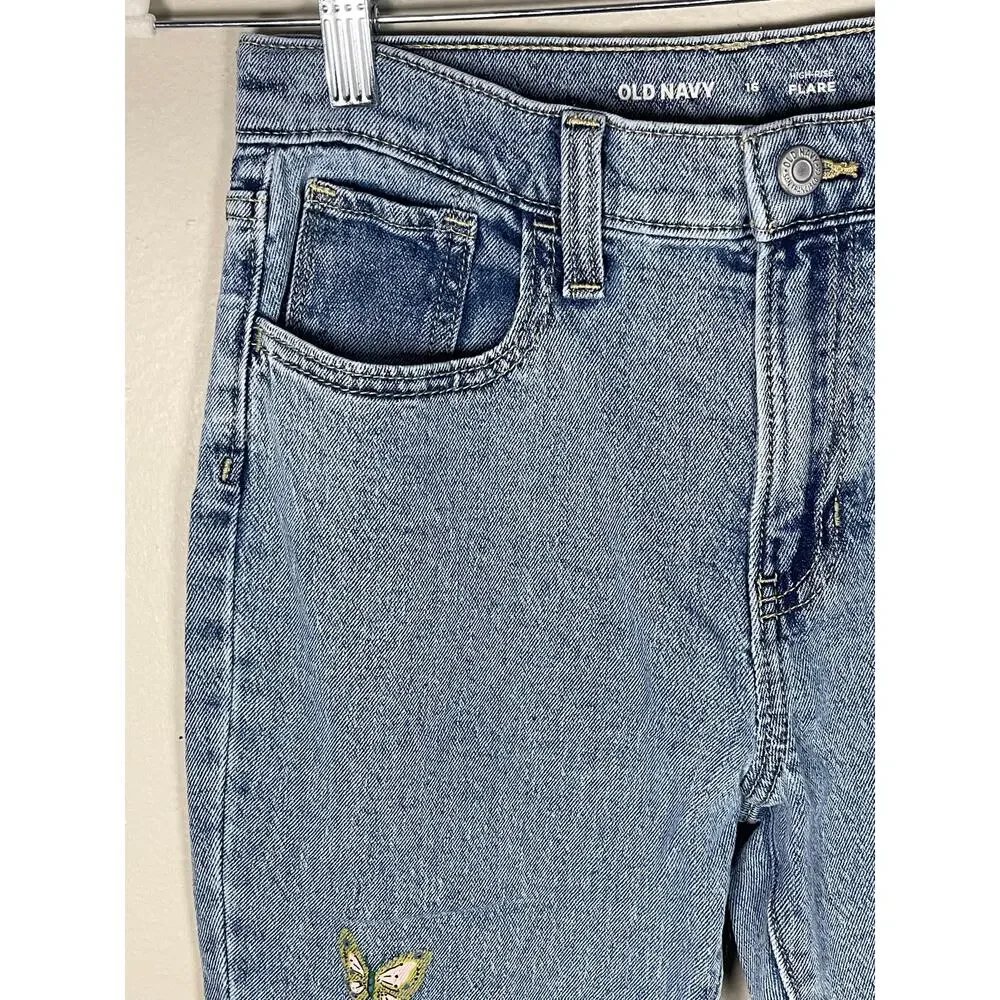 Girls Old Navy Light Wash Butterfly Jeans Sz 16